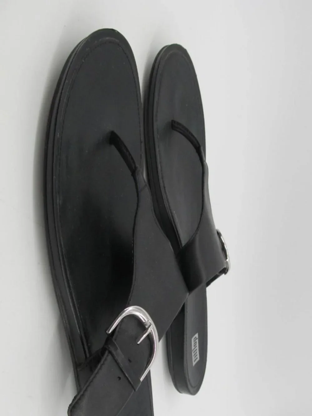 FitFlop Gracie Buckle Toe Post Dynamicush Comfort Black Leather Sandals Size10